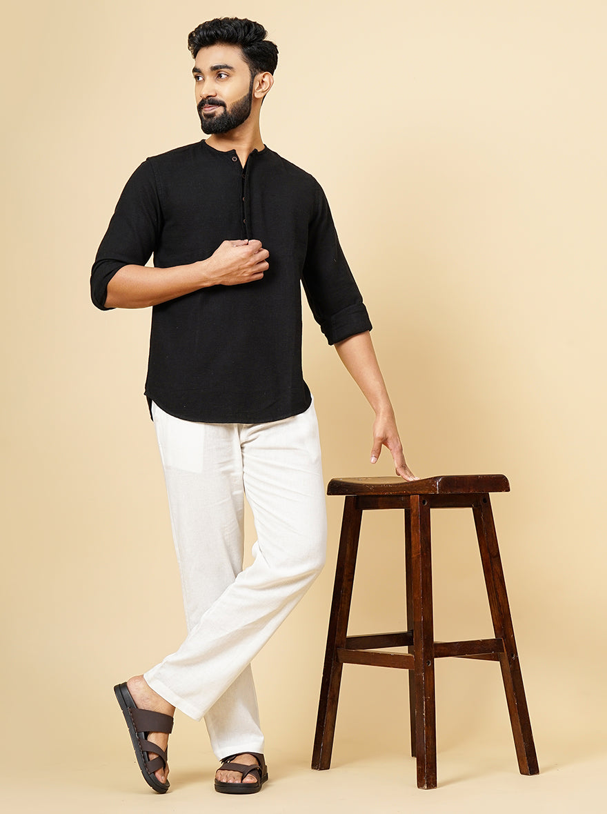 Black Solid Slim Fit Casual Shirt | JadeBlue