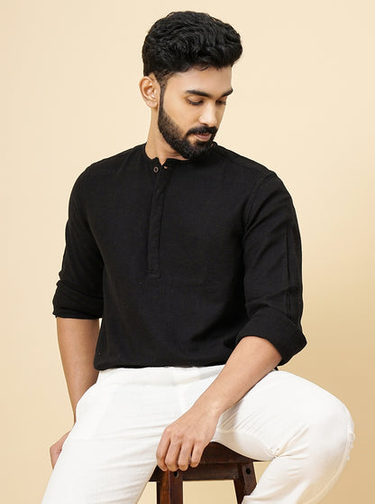 Black Solid Slim Fit Casual Shirt | JadeBlue