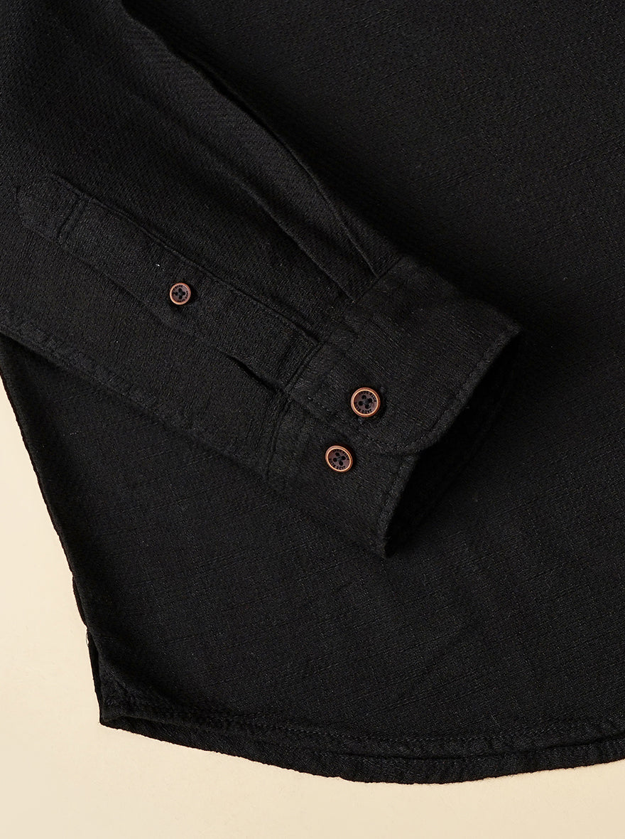 Black Solid Slim Fit Casual Shirt | JadeBlue
