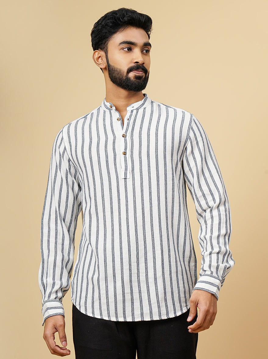 White Striped Slim Fit Casual Shirt | JadeBlue
