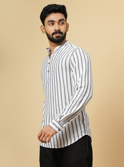 White Striped Slim Fit Casual Shirt | JadeBlue