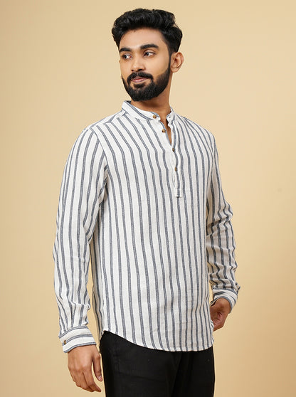 White Striped Slim Fit Casual Shirt | JadeBlue
