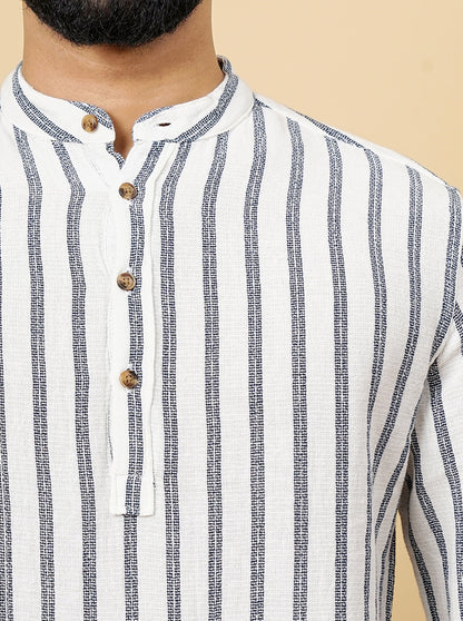 White Striped Slim Fit Casual Shirt | JadeBlue