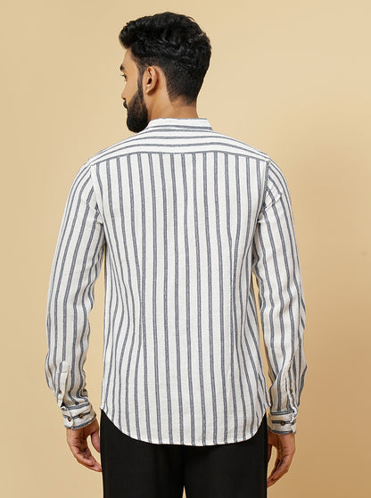 White Striped Slim Fit Casual Shirt | JadeBlue