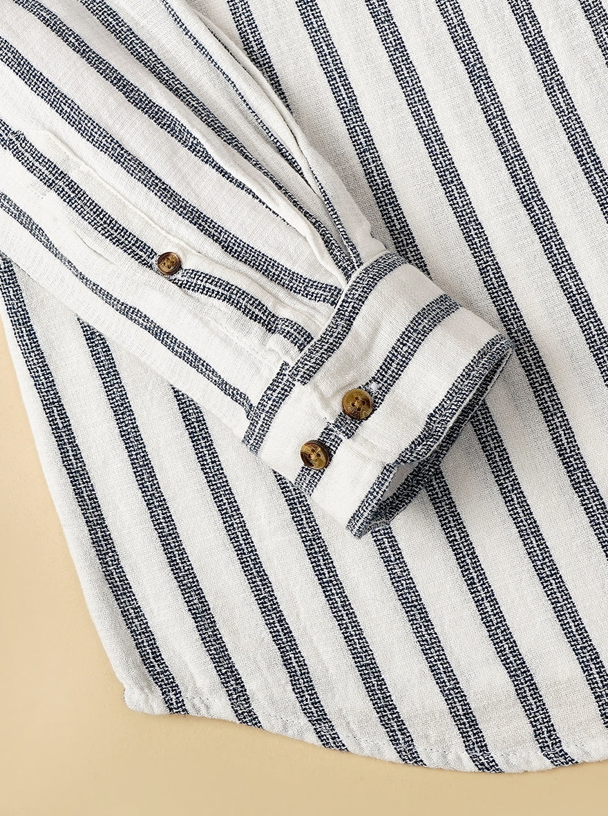 White Striped Slim Fit Casual Shirt | JadeBlue