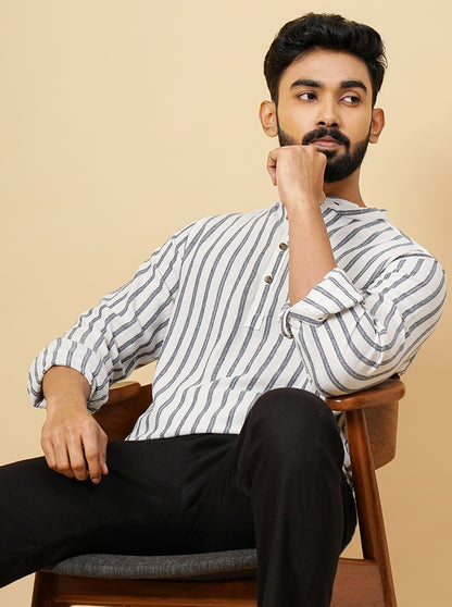White Striped Slim Fit Casual Shirt | JadeBlue