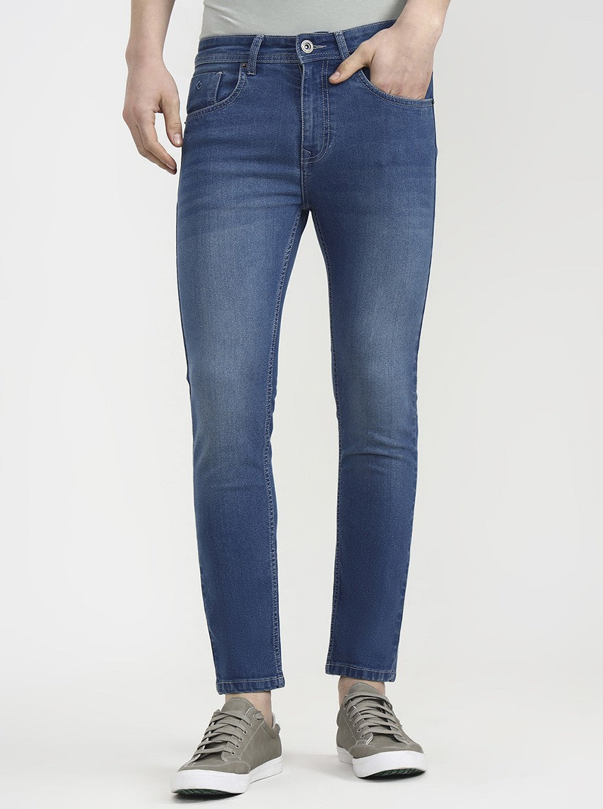 Blue Solid Urban Fit Jeans | Greenfibre