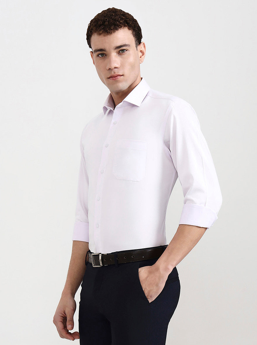 Light Purple Solid Slim Fit Formal Shirt | Greenfibre