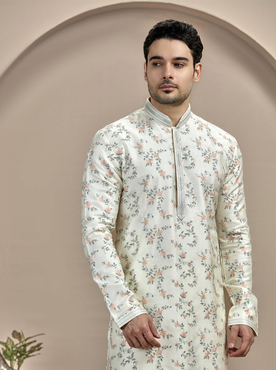 Cream Embroidered Kurta Pajama | TULA