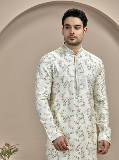 Cream Embroidered Kurta Pajama | TULA