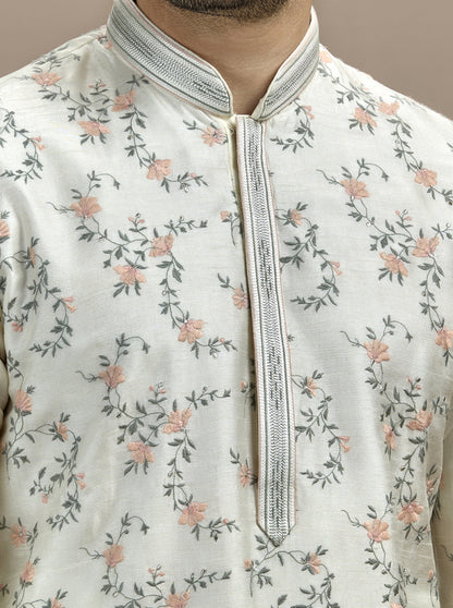 Cream Embroidered Kurta Pajama | TULA