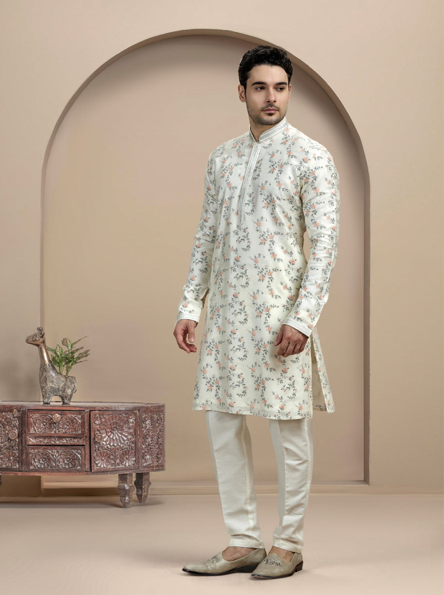 Cream Embroidered Kurta Pajama | TULA