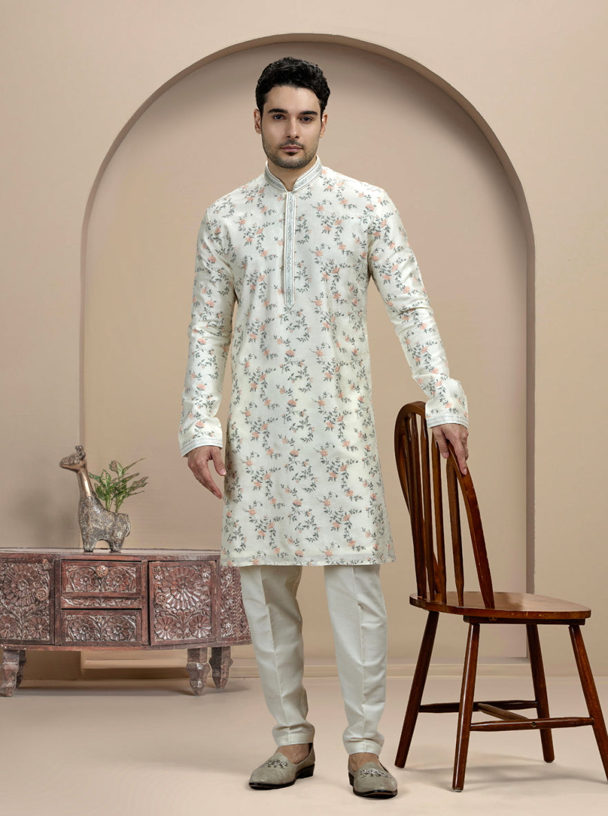 Cream Embroidered Kurta Pajama | TULA