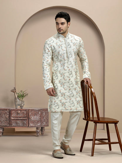 Cream Embroidered Kurta Pajama | TULA
