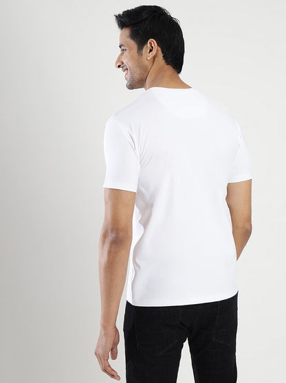 White Printed Slim Fit T-Shirt | JadeBlue