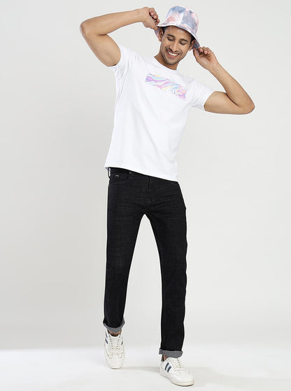 White Printed Slim Fit T-Shirt | JadeBlue