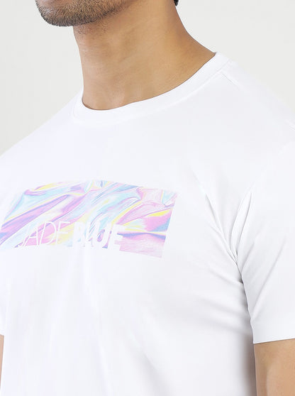 White Printed Slim Fit T-Shirt | JadeBlue