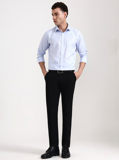 Light Blue Checked Slim Fit Formal Shirt | Greenfibre