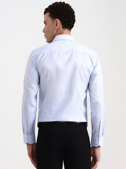 Light Blue Checked Slim Fit Formal Shirt | Greenfibre