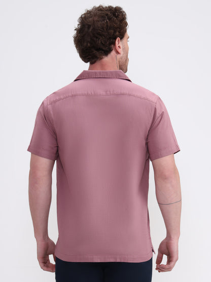 Peach Solid Slim Fit Casual Shirt | JadeBlue
