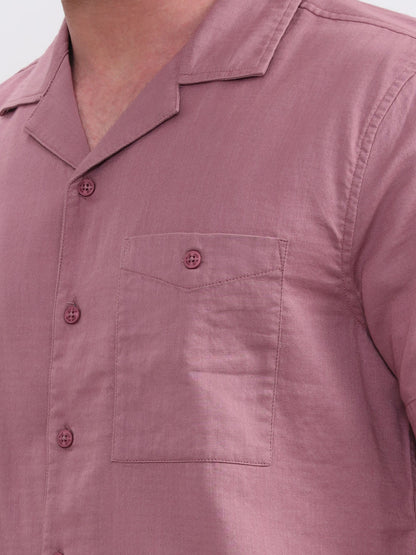 Peach Solid Slim Fit Casual Shirt | JadeBlue