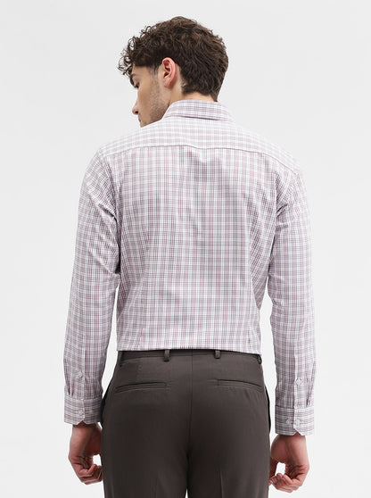 White & Onion Checked Slim Fit Formal Shirt | Greenfibre