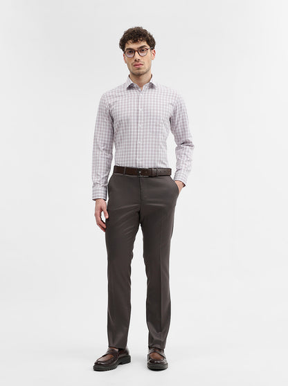 White & Onion Checked Slim Fit Formal Shirt | Greenfibre