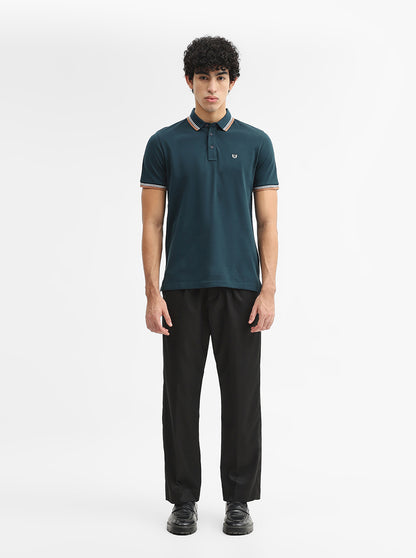 Teal Solid Slim Fit Polo T-Shirt | JadeBlue