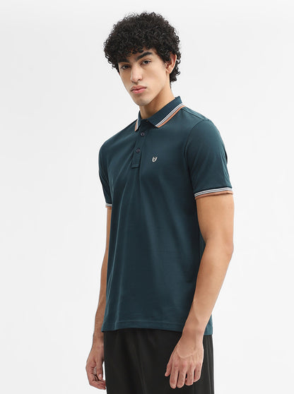 Teal Solid Slim Fit Polo T-Shirt | JadeBlue