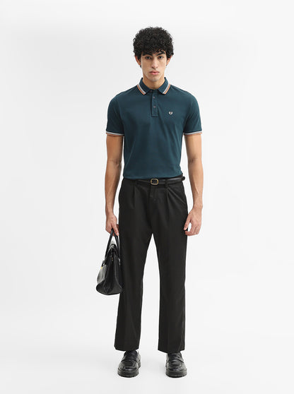 Teal Solid Slim Fit Polo T-Shirt | JadeBlue