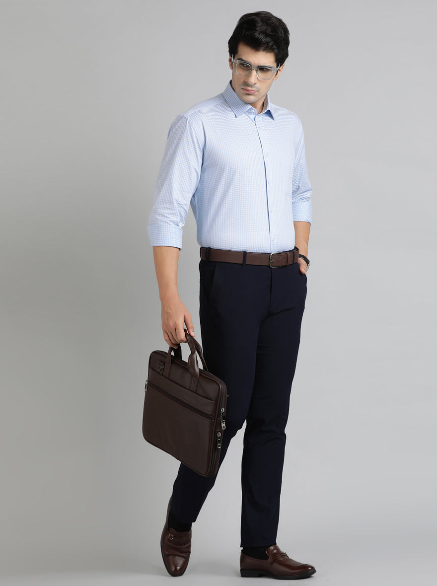 Blue Checked Regular Fit Formal Shirt | JadeBlue