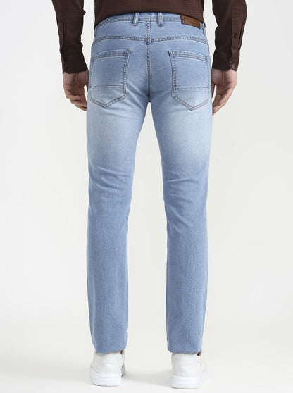 Light Indigo Blue Solid Narrow Fit Jeans | Greenfibre