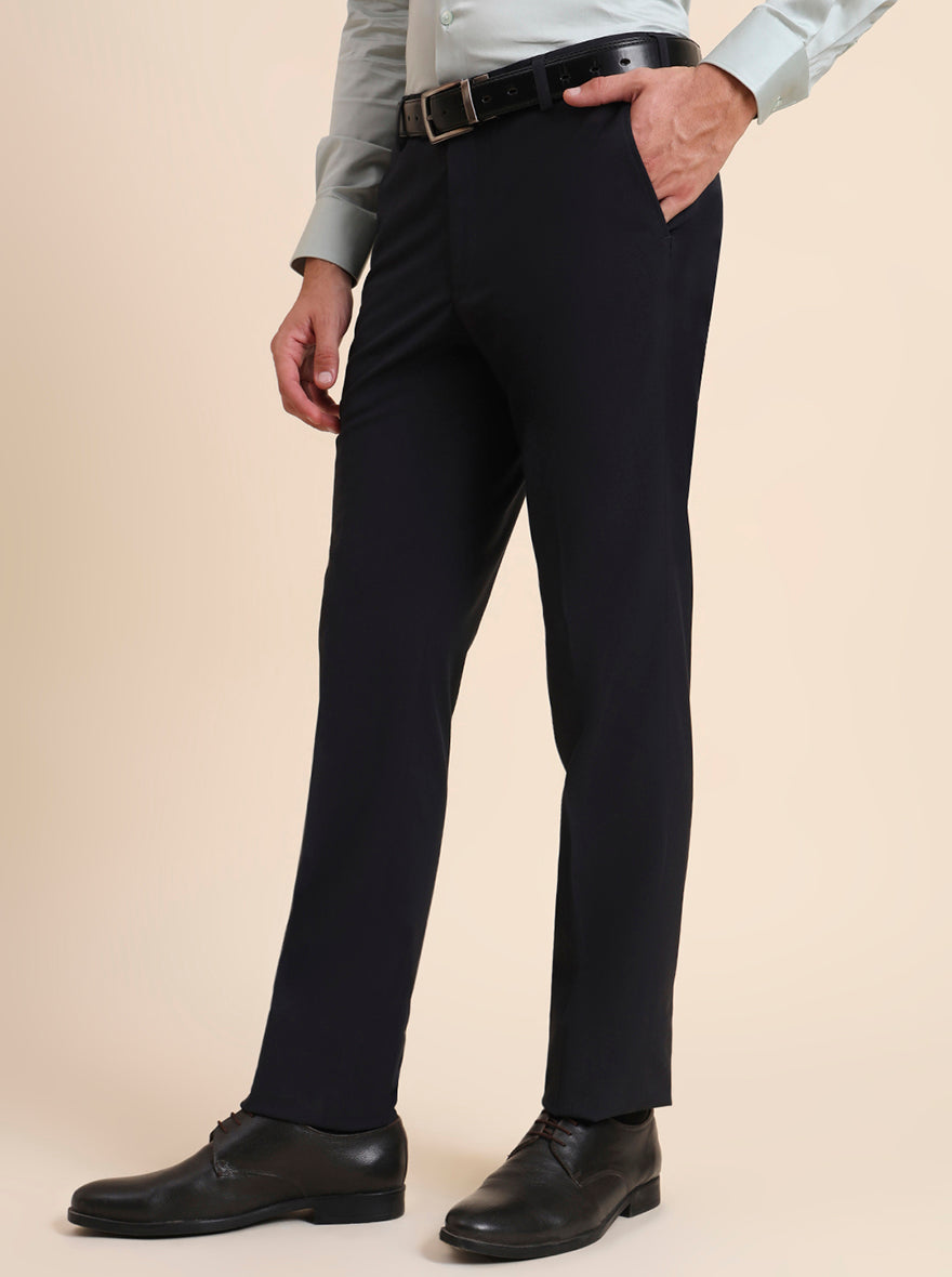 Grey Solid Slim Fit Formal Trouser | JB Studio