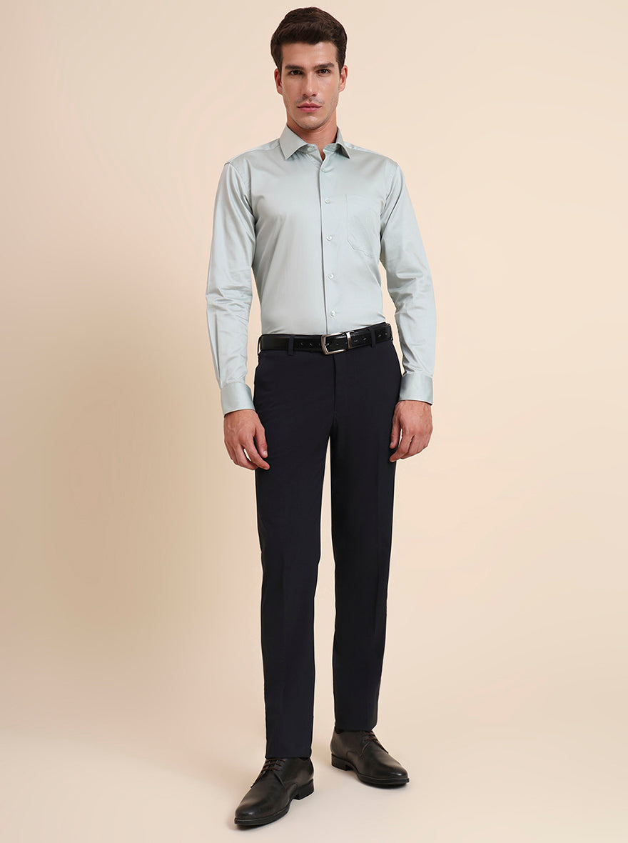 Grey Solid Slim Fit Formal Trouser | JB Studio