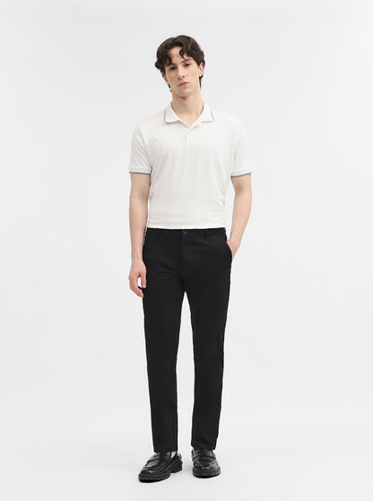 Black Solid Uno Fit Casual Trouser | JadeBlue