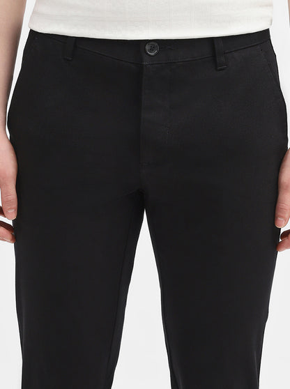 Black Solid Uno Fit Casual Trouser | JadeBlue