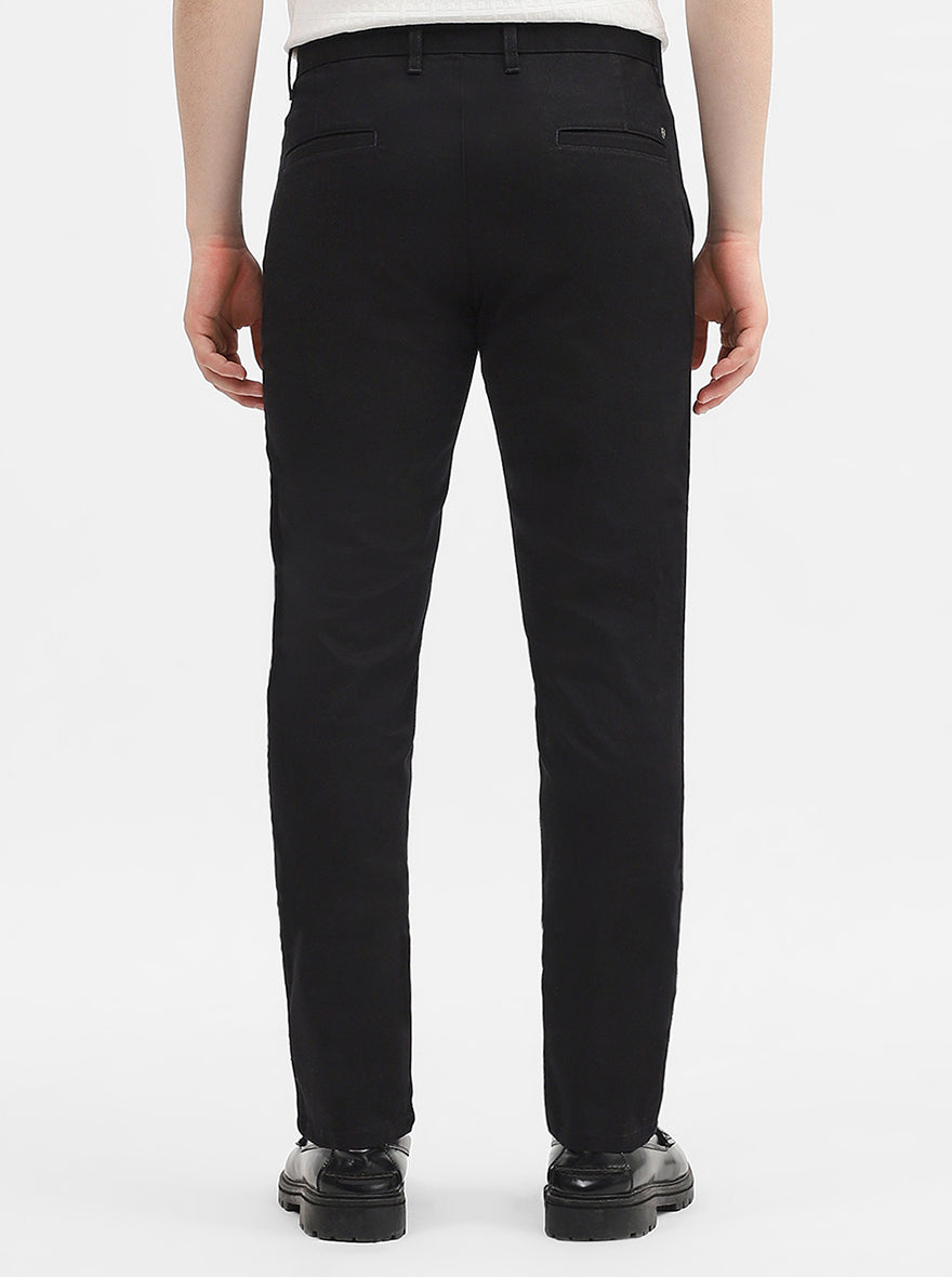 Black Solid Uno Fit Casual Trouser | JadeBlue