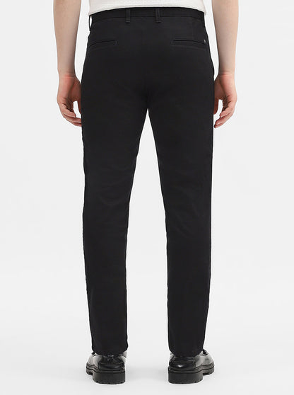 Black Solid Uno Fit Casual Trouser | JadeBlue