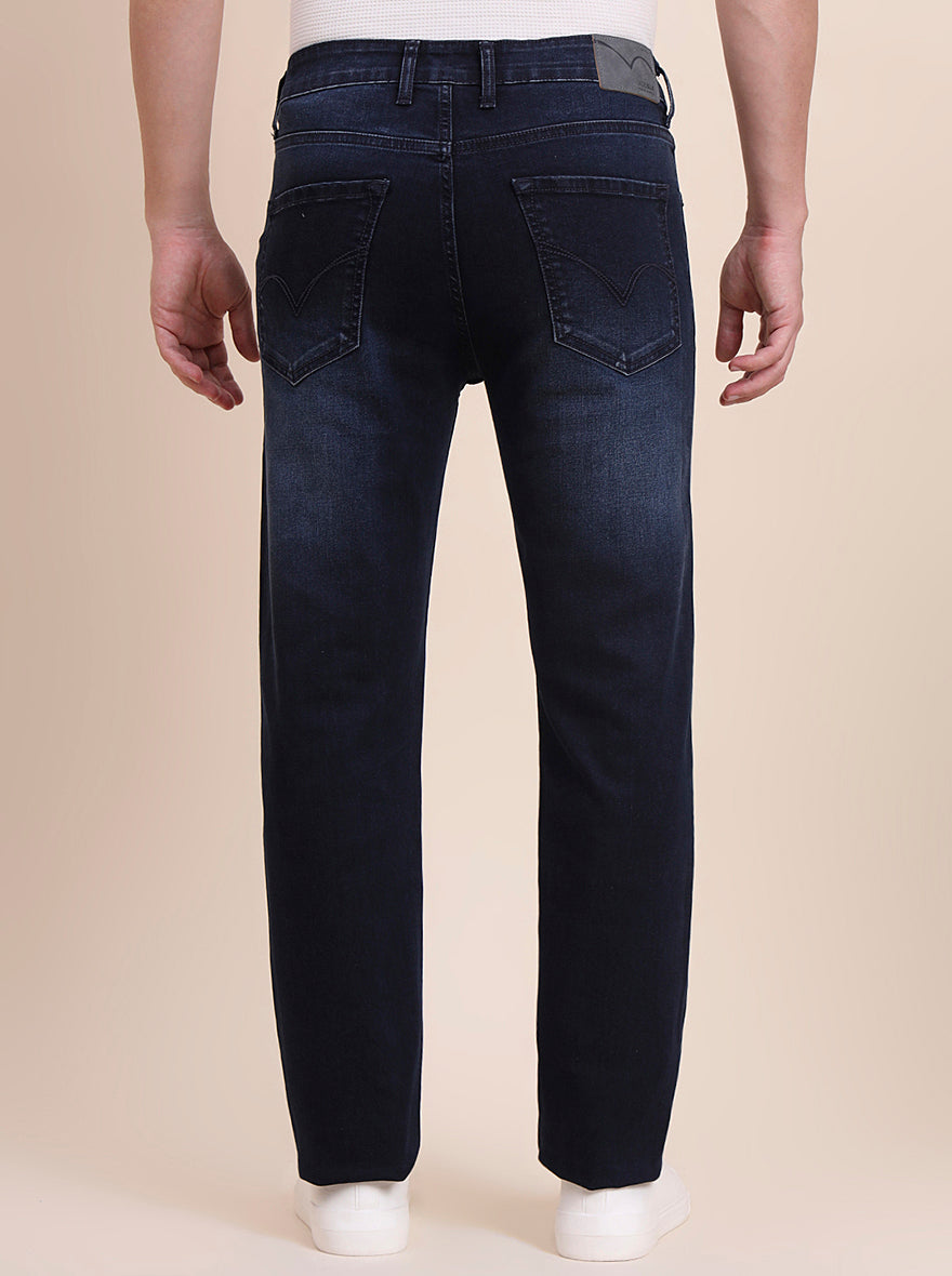 Dark Indigo Blue Washed Straight Fit Jeans | JadeBlue