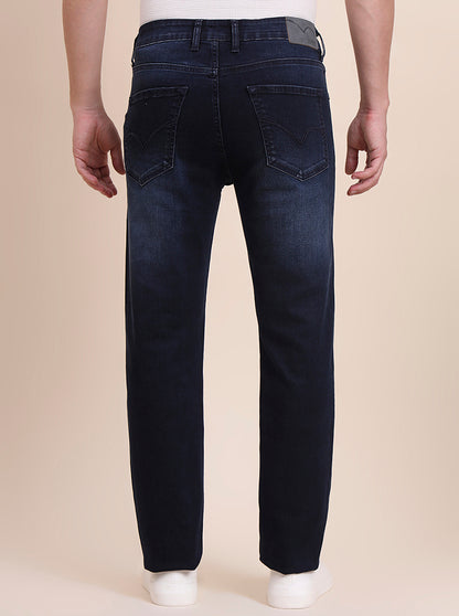 Dark Indigo Blue Washed Straight Fit Jeans | JadeBlue