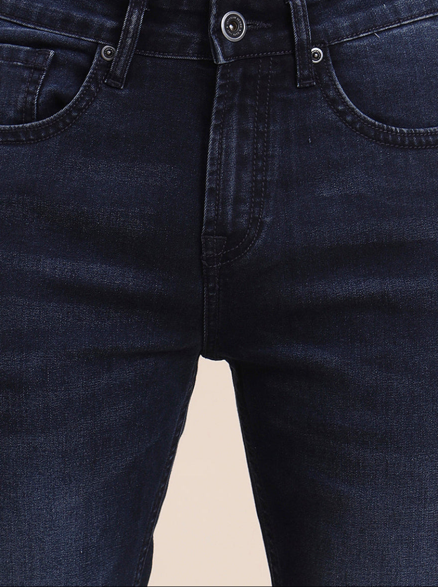 Dark Indigo Blue Washed Straight Fit Jeans | JadeBlue