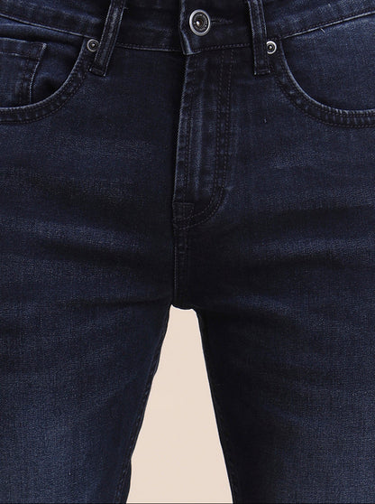 Dark Indigo Blue Washed Straight Fit Jeans | JadeBlue
