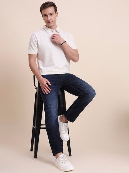 Dark Indigo Blue Washed Straight Fit Jeans | JadeBlue