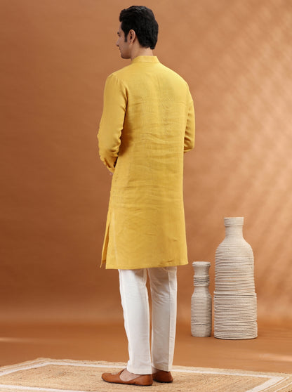Yellow Solid Kurta Pajama | TULA