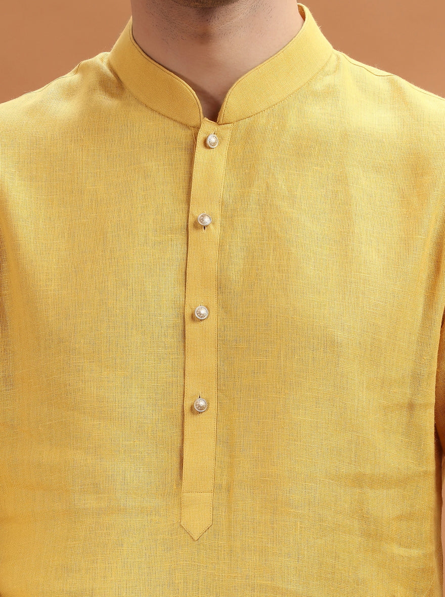 Yellow Solid Kurta Pajama | TULA