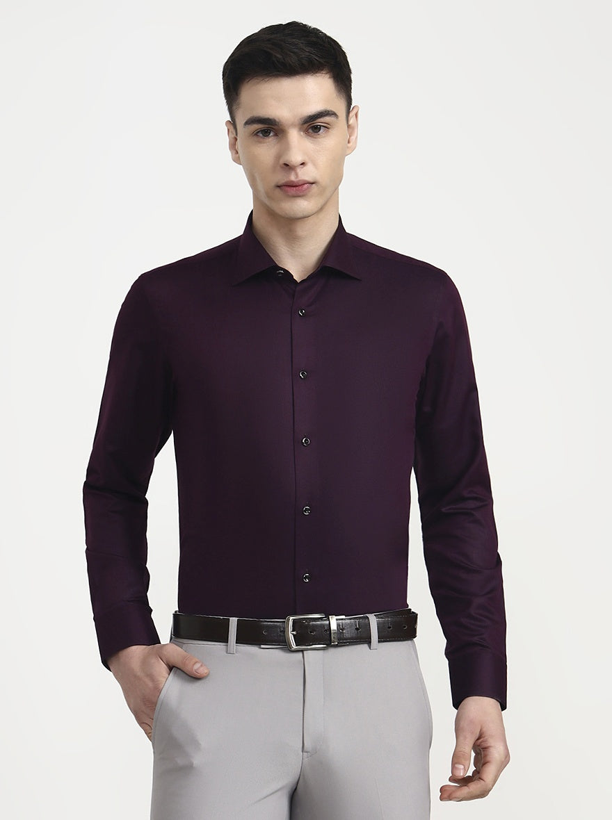 Wine Solid Slim Fit Party Wear Shirt | Wyre