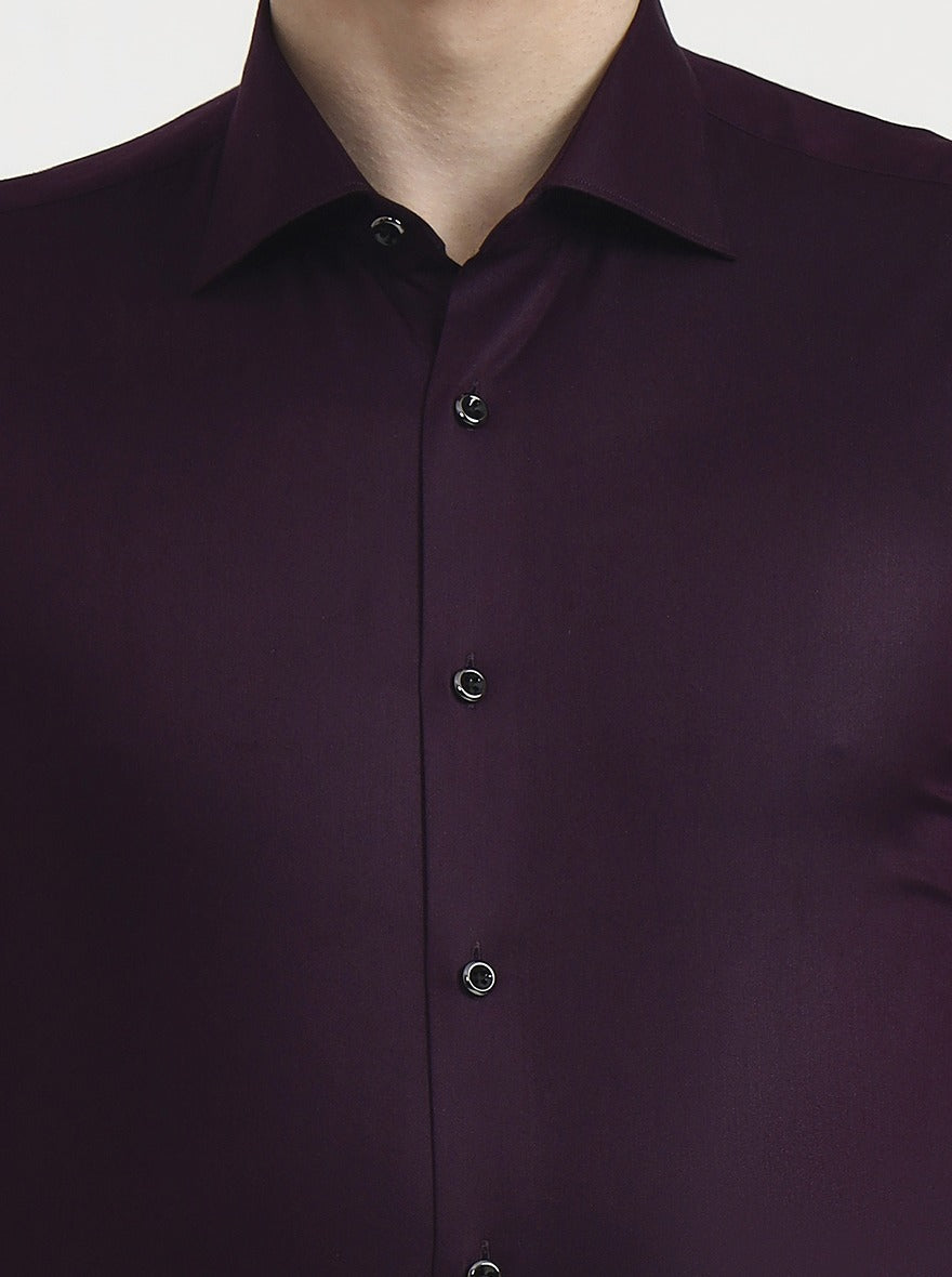 Wine Solid Slim Fit Party Wear Shirt | Wyre