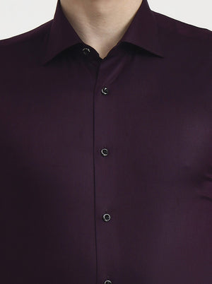 Wine Solid Slim Fit Party Wear Shirt | Wyre