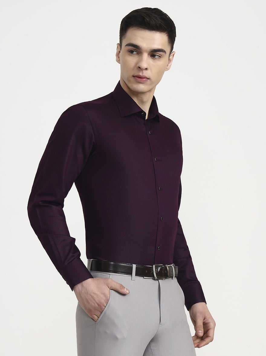 Wine Solid Slim Fit Party Wear Shirt | Wyre