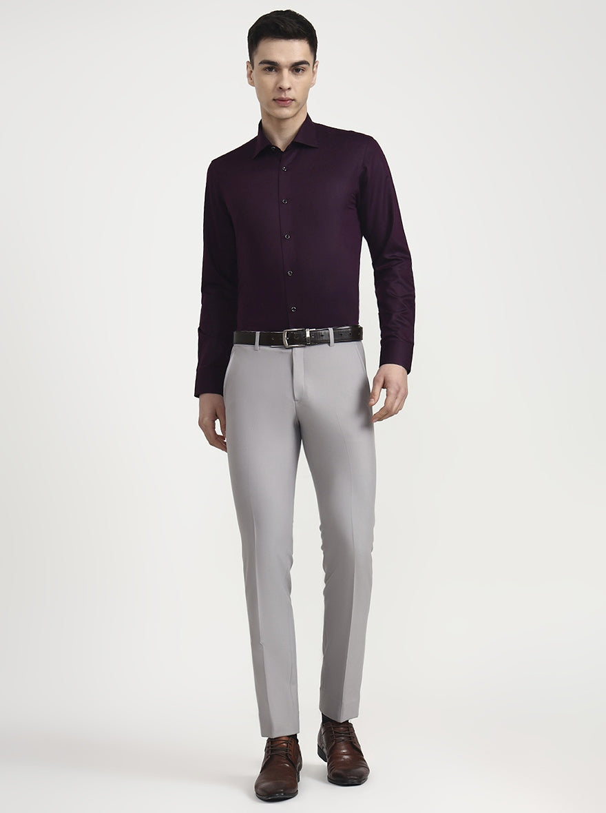 Wine Solid Slim Fit Party Wear Shirt | Wyre